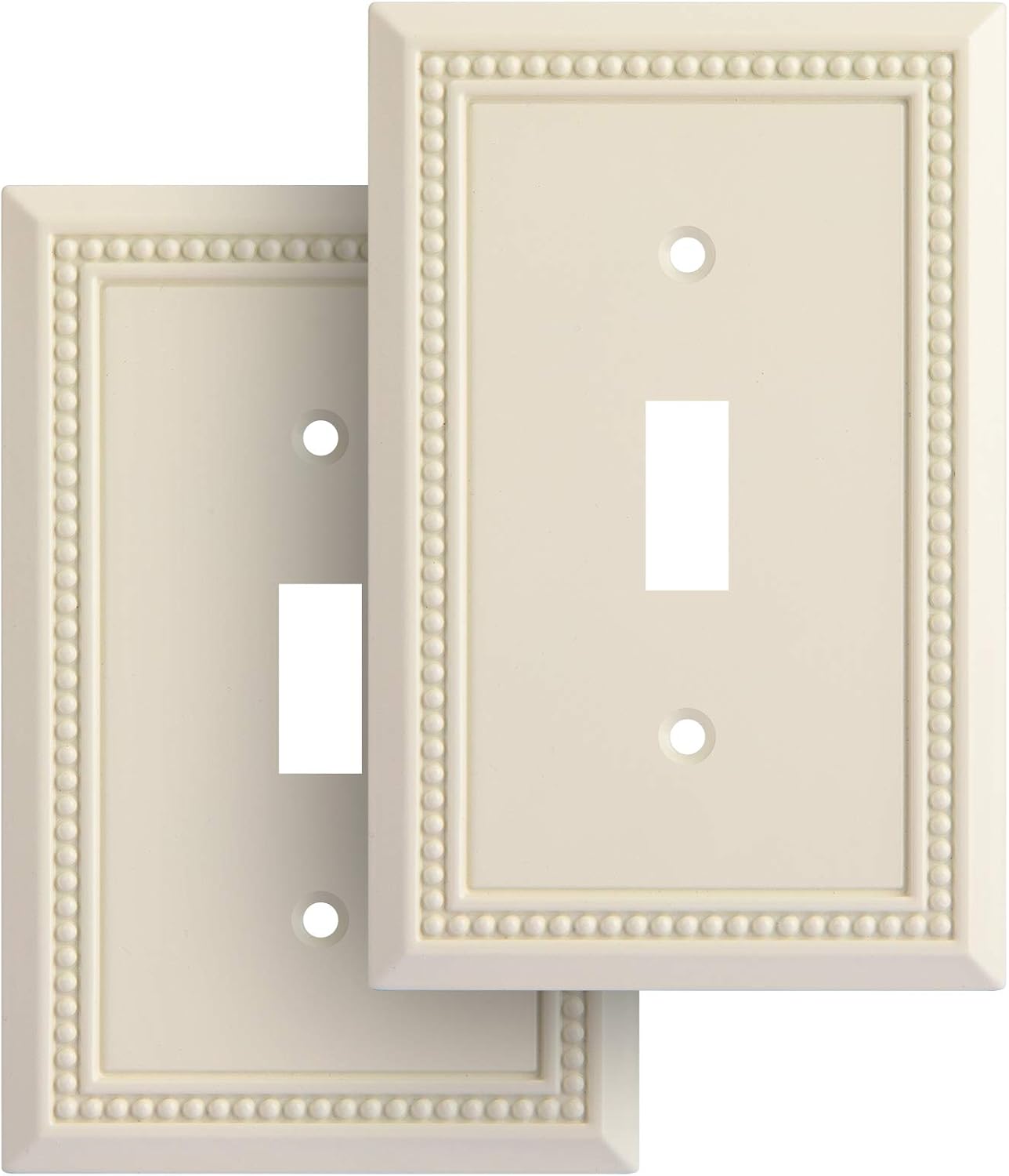 Sunken Pearls Heavy Duty Decorative Wall Plate Switch Plate Outlet Cover, Durable Solid Zinc Alloy (Single Toggle 2PK, Light Almond)