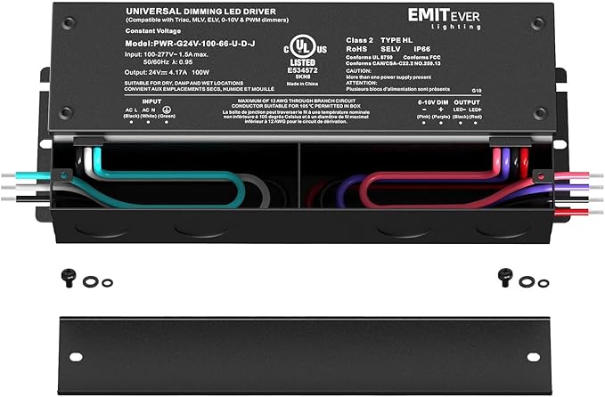 EMITEVER Dimmable Led Driver, 2 Packs 100W AC 110V-277V to DC 24V Transformer - Image 2