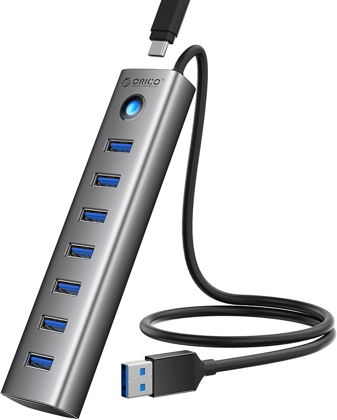ORICO 7-Port USB 3.0 Hub, Aluminum USB Multiple Adapter, 5Gbps USB Extender USB by ORICO
