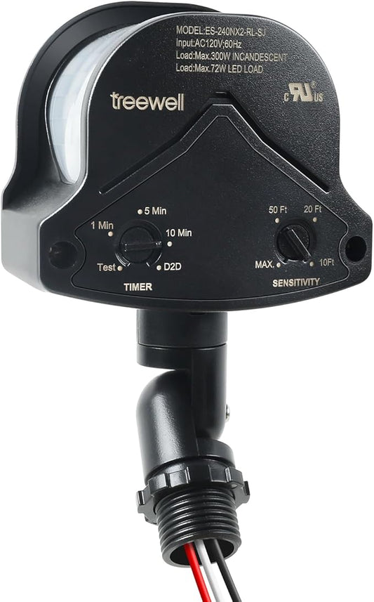 TREEWELL 240-Degree Replacement Motion Detector, Adjustable Time & Detection by treewell