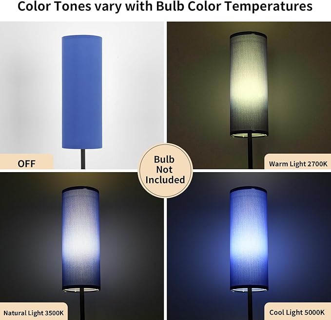FRIDEKO HOME Floor Lamp with Blue Shade, Simple Design with Foot Pedal Switch - Image 3