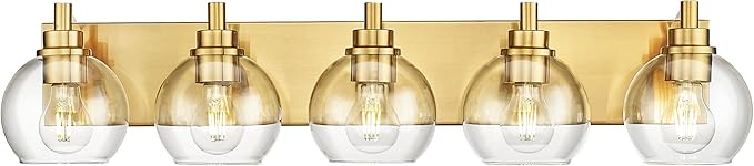 METWET Bathroom Light Fixtures, 5 Light Brushed Gold Vanity Light, 32 Inch by Metwet