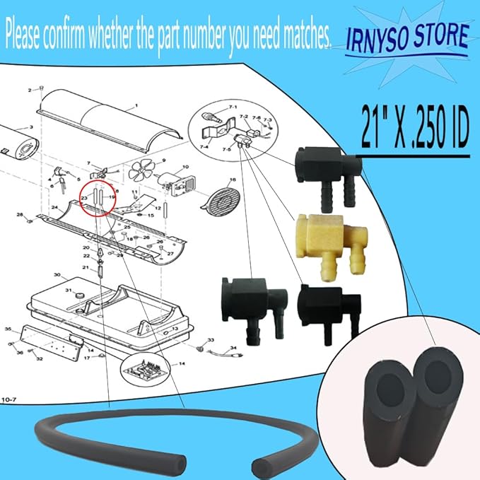 Irnyso Replacement Heater burner Fuel Line Tube Air Line M50814-03 21" X 0.250 - Image 2