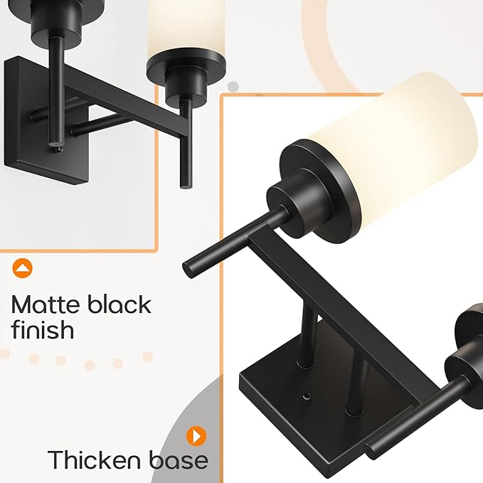 AONEON Wall Light Fixtures Matte Black Bathroom Vanity Lights Over Mirror - Image 7