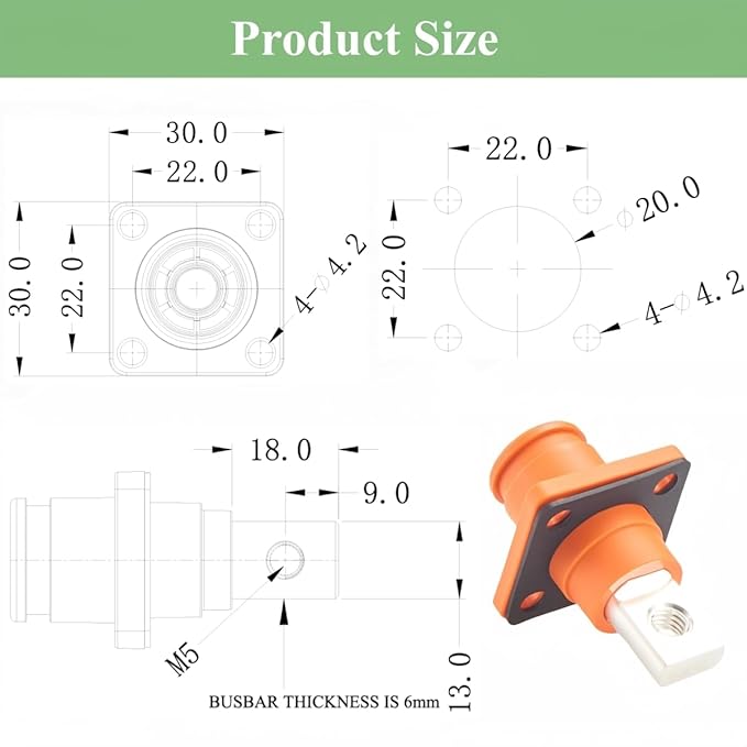 1 Set Battery Energy Storage Connector 150A 35mm² High Current HV Connectors - Image 7