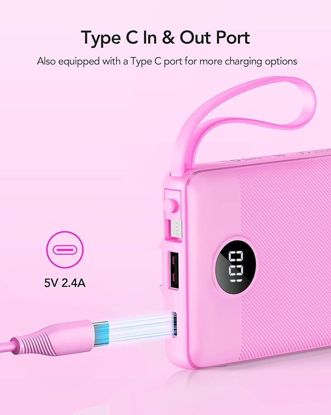 VRURC Portable Charger 10000mAh, Travel Essentials Battery Pack, 5 Output 2 - Image 4