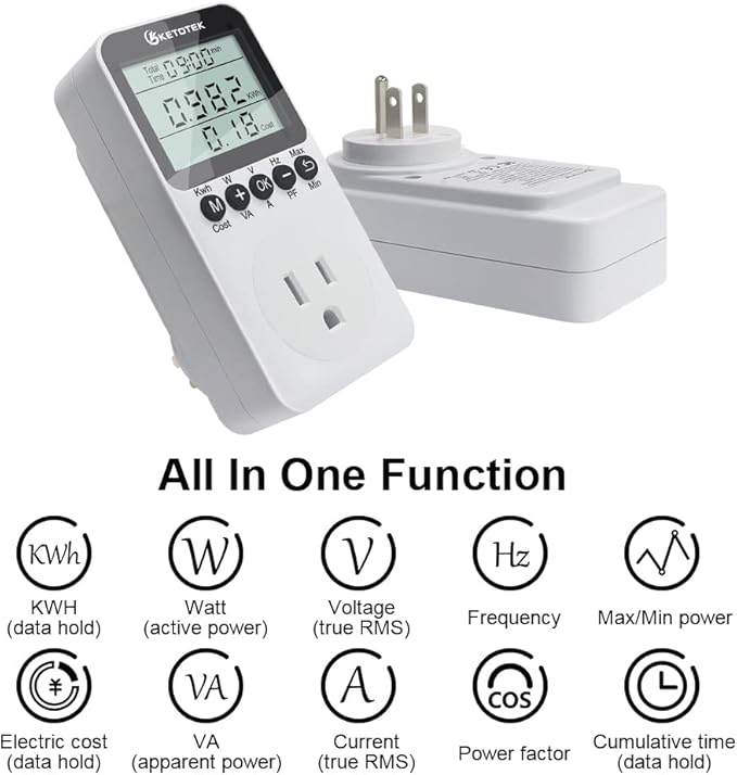 KETOTEK Watt Meter Power Meter Plug Electricity Usage Monitor - Image 2