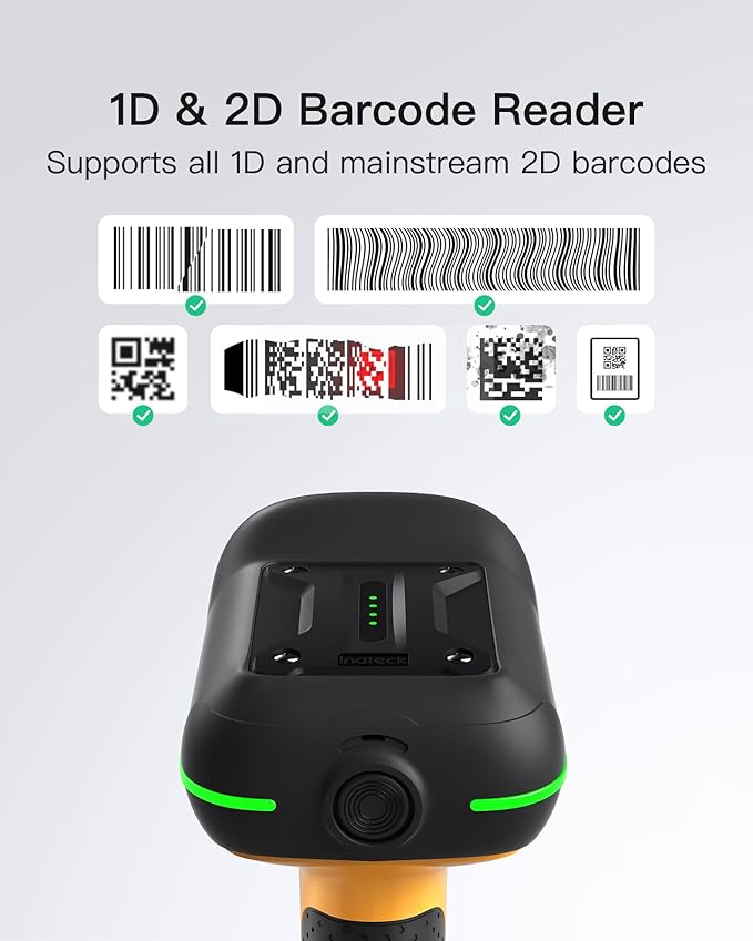 Inateck Industrial Barcode Scanner Wireless, 2D QR Code Scanner - Image 2
