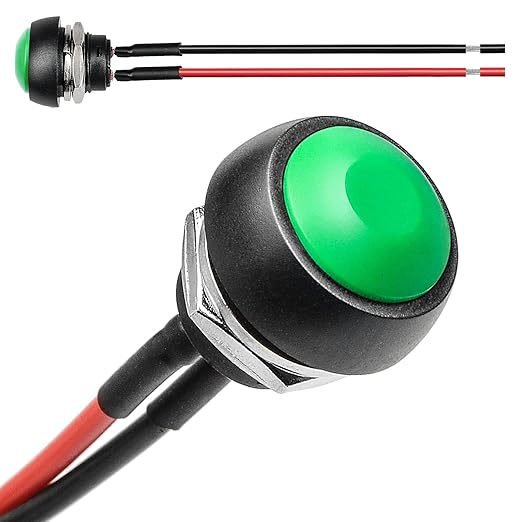 QTEATAK 1/2" Pre-Wired Mounting Hole On/Off Green Mini Round Waterproof by QTEATAK