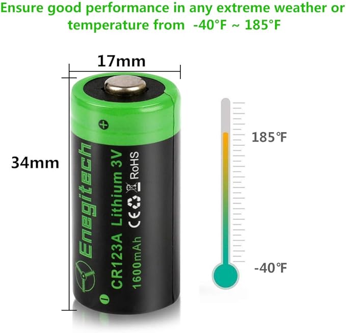 Enegitech CR123A 3V Lithium Battery, 123 Lithium Batteries 3 Volt 1600mAh - Image 5