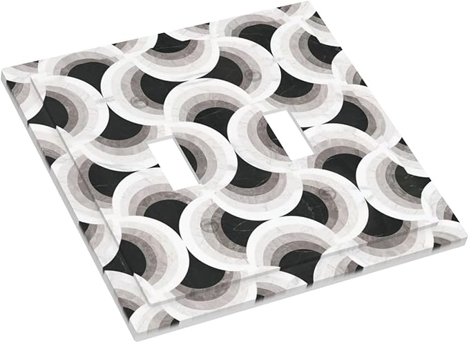 Bvtewkhz Black/White Art Marble 2 Gang Double Toggle Decorative Light Switch - Image 3