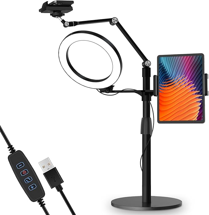 viozon 3-in-1 Selfie Desktop Live Stand, Height Adjustable/Overhead, Compatible by viozon