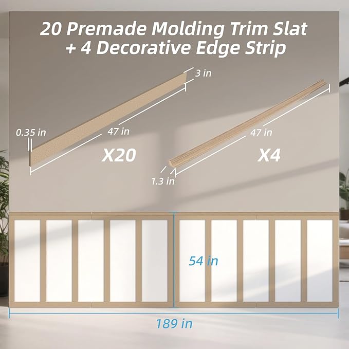 Art3d Premade Board and Batten Paintable Wainscoting Kit, MDF Accent Wall Panel - Image 6