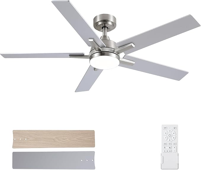 SODSEA Ceiling Fans with Lights, 52 inch Nickel Ceiling Fan with Light and by SODSEA
