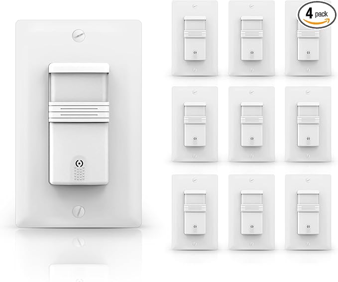 ECOELER 4Pack in-Wall PIR Motion Sensor Light Switch, Single Pole Motion by ECOELER