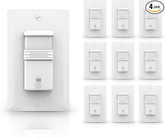 ECOELER 4Pack in-Wall PIR Motion Sensor Light Switch, Single Pole Motion by ECOELER