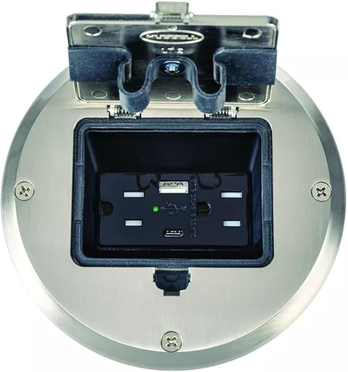 RACO Floor Box Kit 6239ACNI Nickel 15A/125V Duplex Receptacle Outlet - Image 6