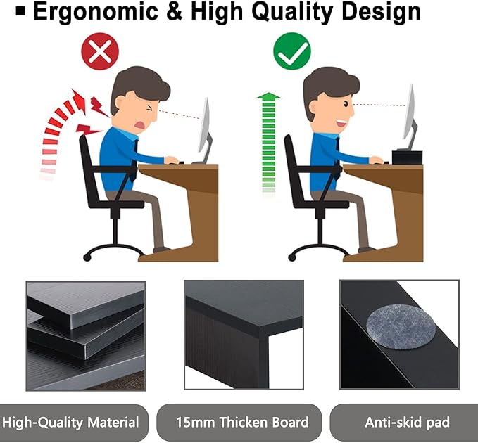 TEAMIX 2 Pack Monitor Stand Riser-20 inch, Keyboard Shelf Organizer Wood - Image 3