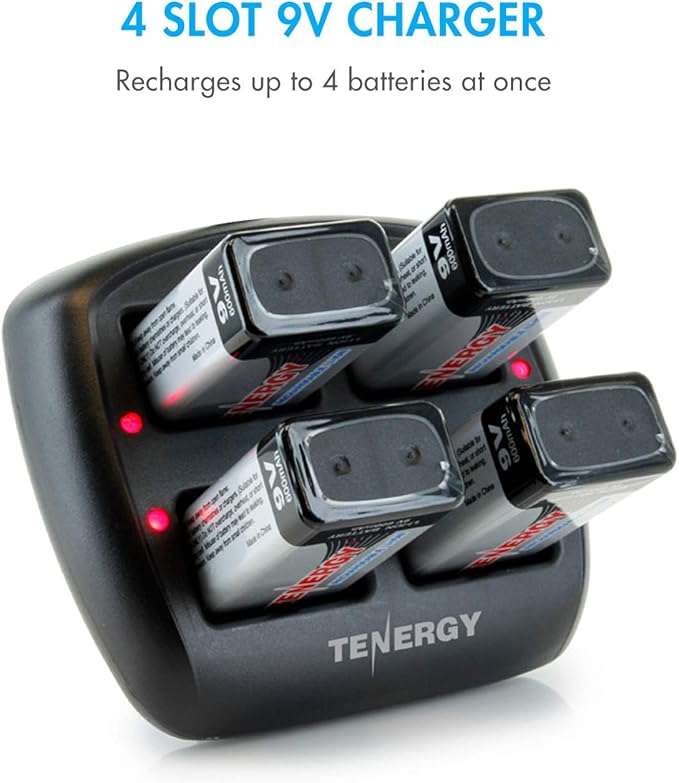 Tenergy TN294 4-Bay 9V Li-ion Battery Charger + 4pcs 9V 600mAh Li-ion - Image 2