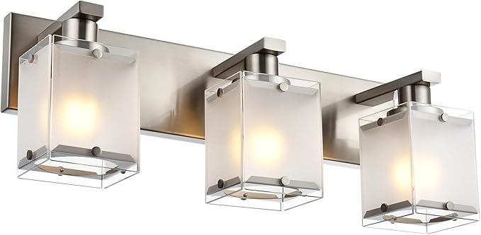 WINSHEN Modern 3-Lights Brushed Nickel Vanity Lights, Bathroom Light Fixture by WINSHENLighting