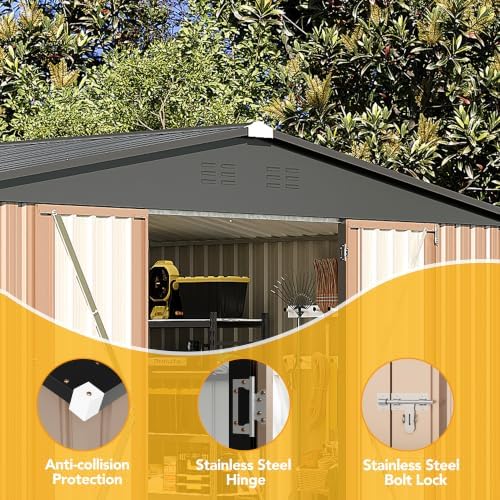 14x12ft outdoor storage shed, tool shed with sloping, side view