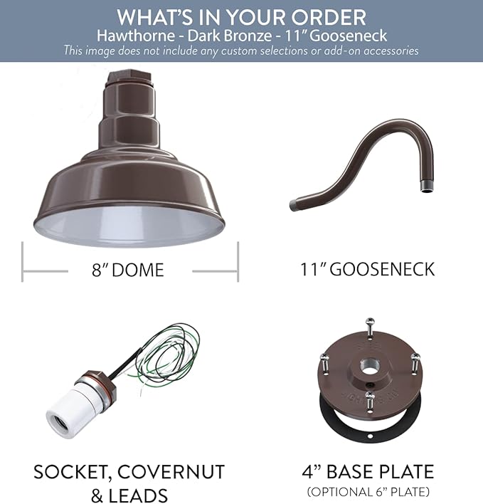 Steel Lighting Co. Hawthorne Barn Light | Outdoor Wall Mounted | 8 inch Dome | - Image 6