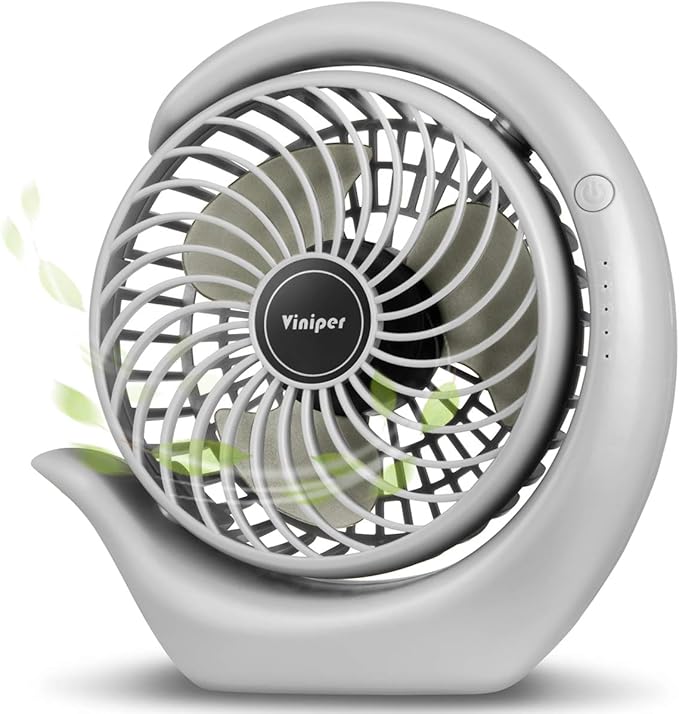 Viniper Portable Rechargeable Fan, Small Desk Fan : 3 Speeds & about 8-24 Hours by ViniperUSA