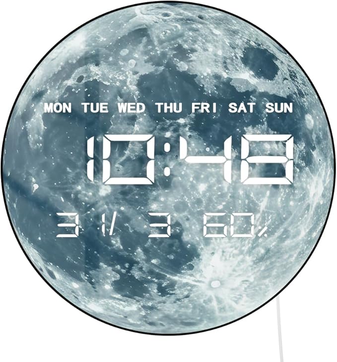 Timethink 12'' Full Moon Digital Wall Clock by Timethink