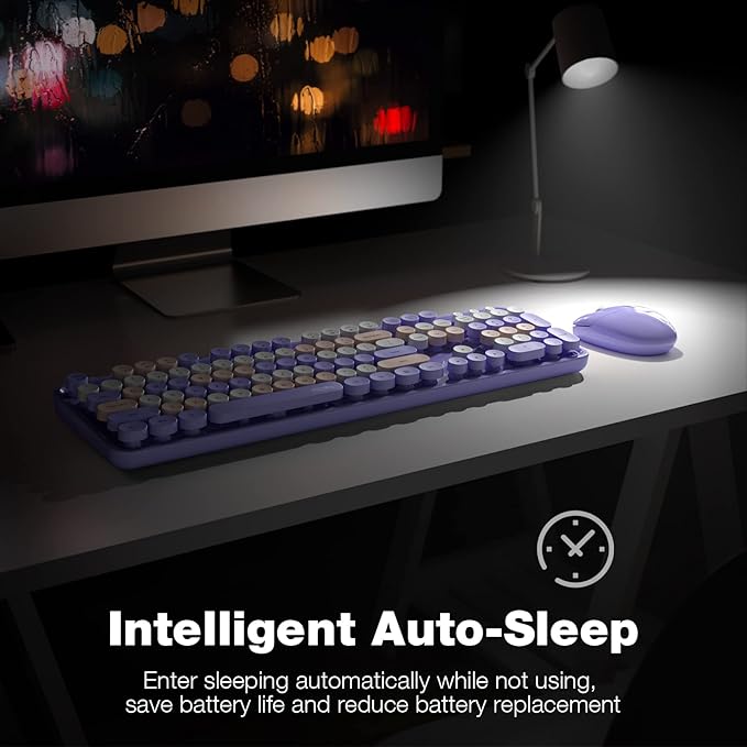 MOFII Wireless Keyboard and Mouse Combo, 2.4GHz Retro Full-Size Keyboard - Image 4