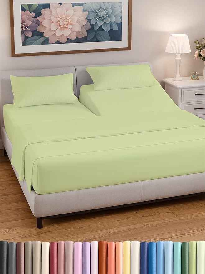 Split Head King Sheet Set – 4 Piece Flex Split Top King Sheets by CGKUnlimited