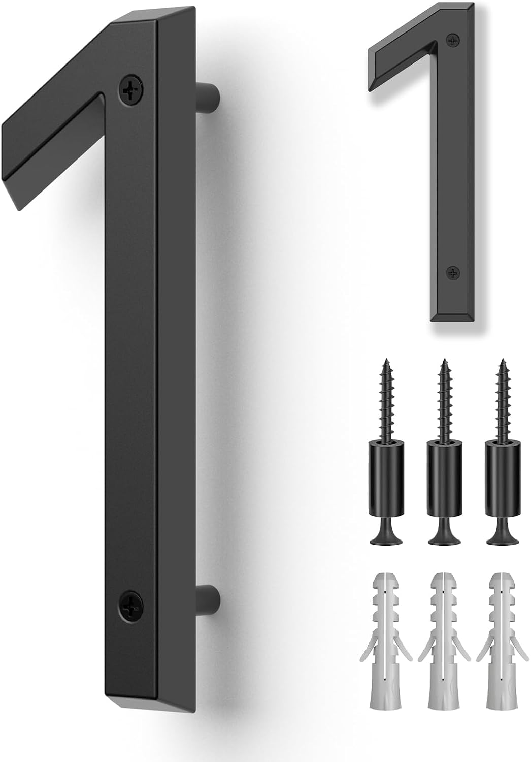 6" Floating House Number for Outside, Metal Modern House Numbers, Black 1 | 3D Modern Mailbox Number, House Address Signs with Nail Kit, Waterproof and Rustproof