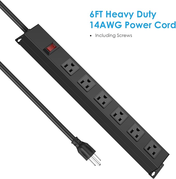 3Pack Metal Wall Mount Power Strip, Mountable Power Outlet - Image 3