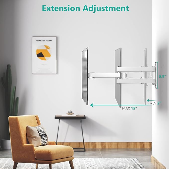 WALI TV Wall Mount Articulating LCD Monitor Full Motion Extension Arm Tilt - Image 5