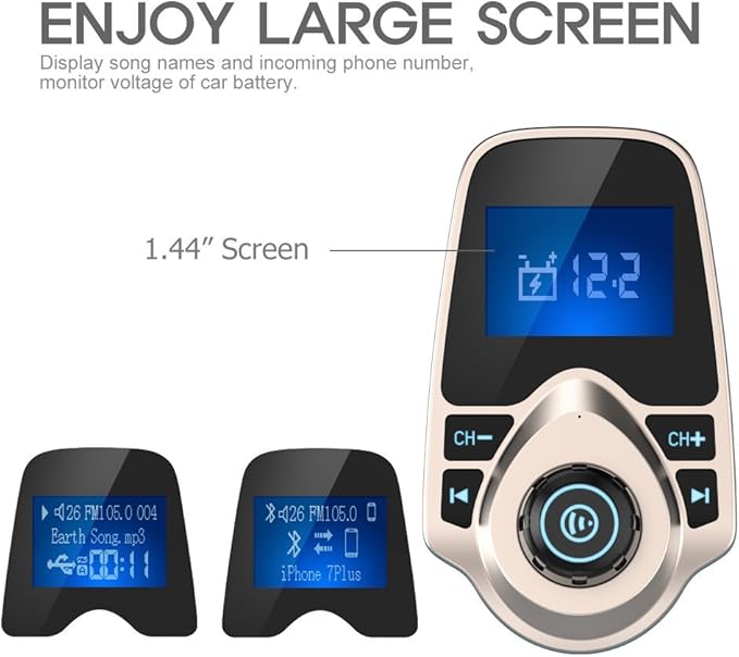 Nulaxy Bluetooth Car FM Transmitter Audio Adapter Receiver Wireless Handsfree - Image 3