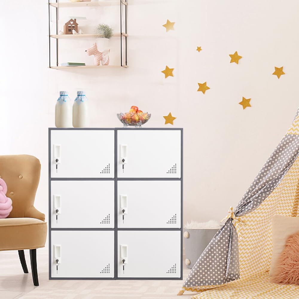 3 door metal locker steel storage cabinet, office, view 9