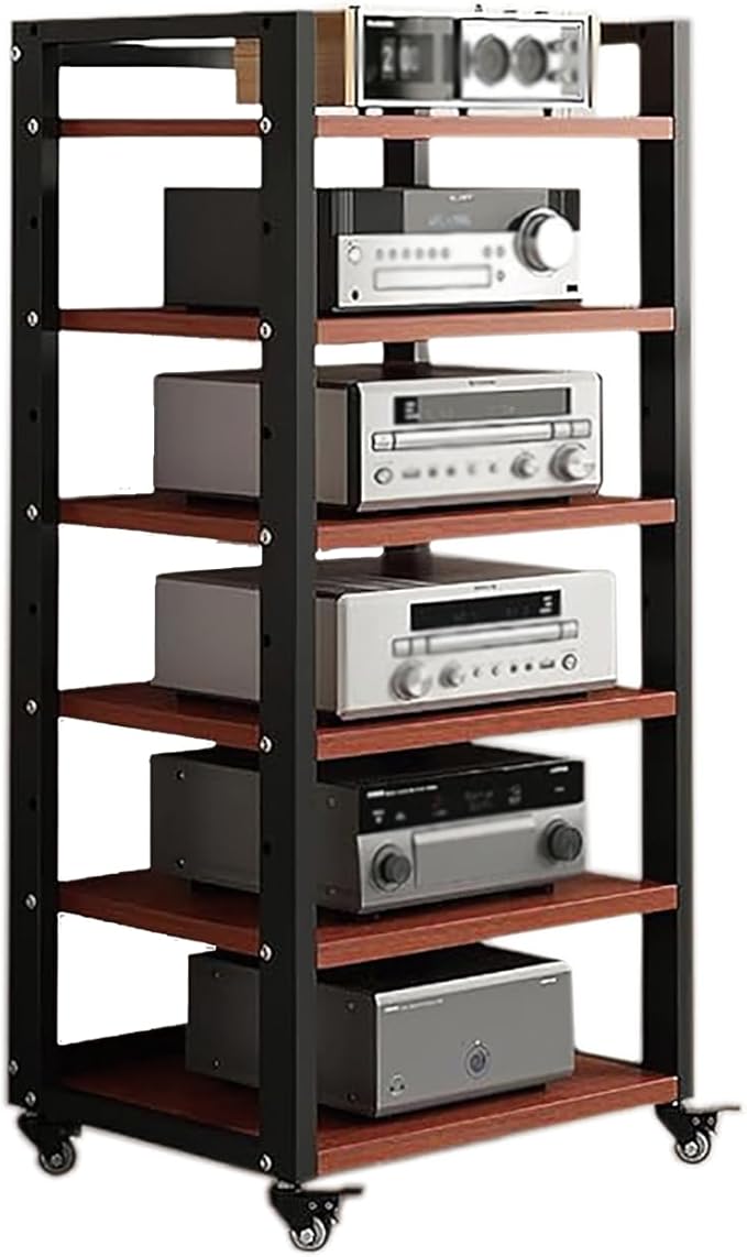 Dernoing 6 Tier Audio Rack Tower, CD Record Player Stereo Receiver AV Equipment - Image 8