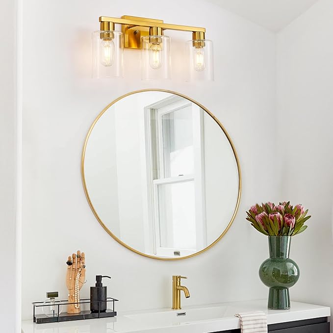 SOPEAS Gold 3-Light Bathroom Vanity Light, Modern Brushed Gold Vanity Lights - Image 9