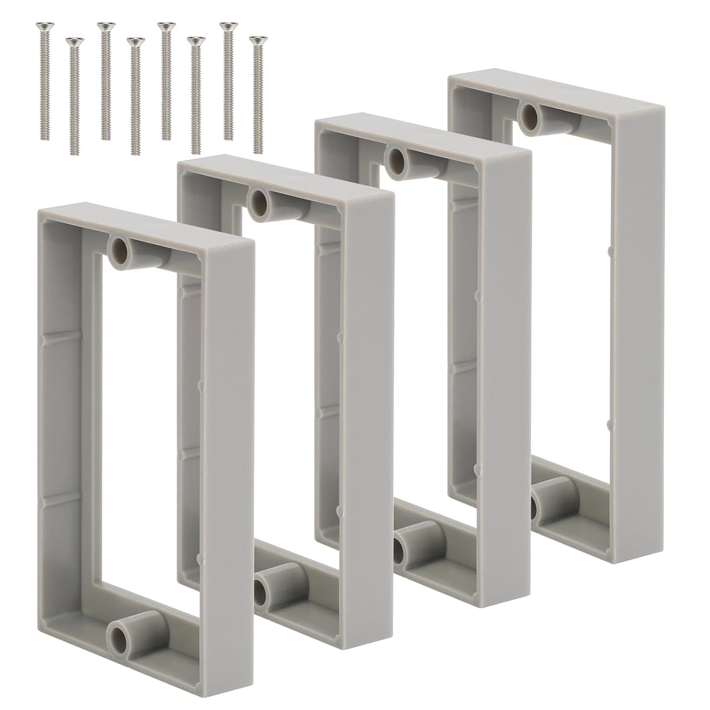 Single Gang Receptacle Outlet Box Extenders 1/2",Gray,Pack of 4 | Electric Outlet Extender Box With 8 screws; Receptacle Extender for Electric Box and Electric Outlet Switches.