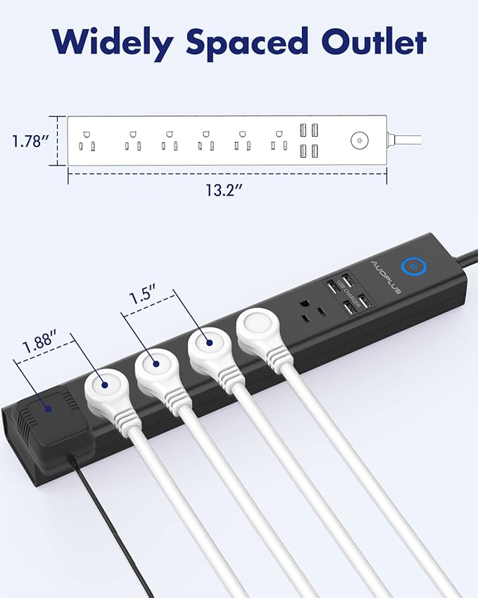 2 Pack Power Strip Surge Protector - Image 7