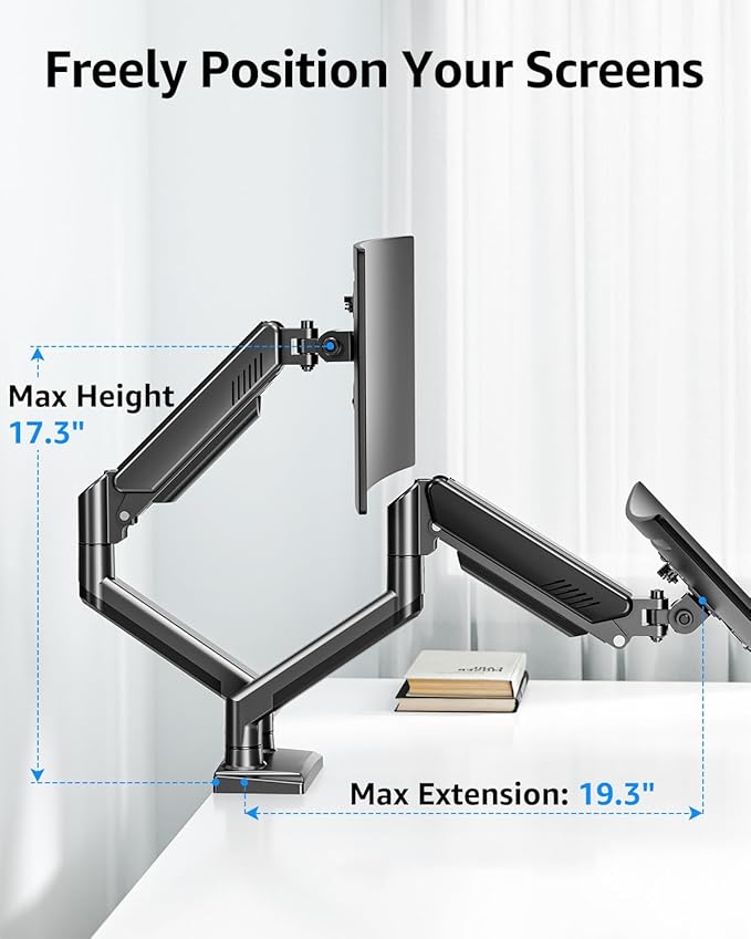 Dual Monitor Stand fits up to 32 inch, 4.4-22 lbs Computer Screens, Dual - Image 6