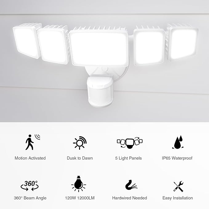 Onforu 120W 12000LM LED Security Lights Motion Sensor Outdoor, Dusk to Dawn - Image 2