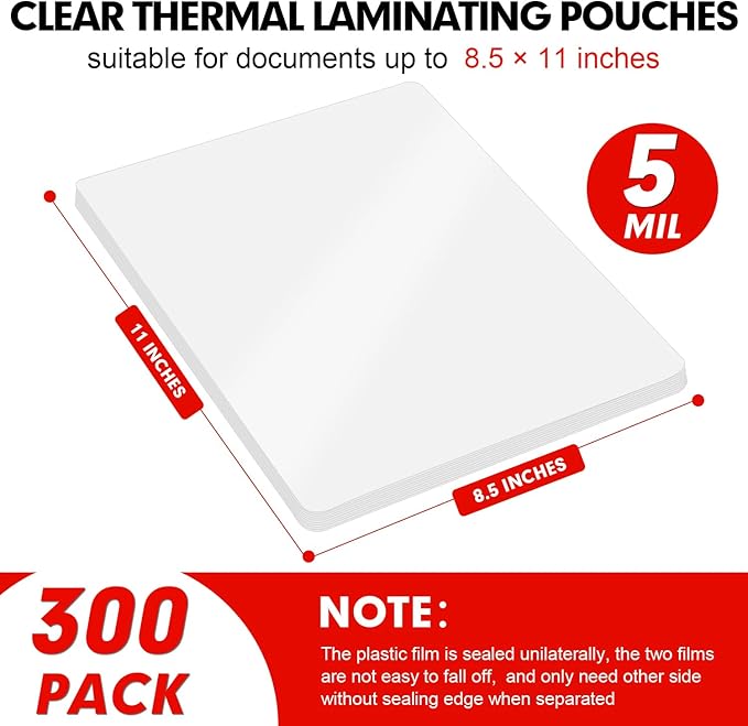 RAZCC Laminating Sheets, 300 Pack Clear Thermal Laminating Plastic Paper - Image 2