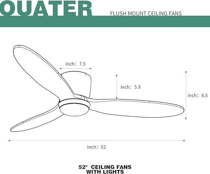 OUATER Flush Mount Ceiling Fan - Image 8