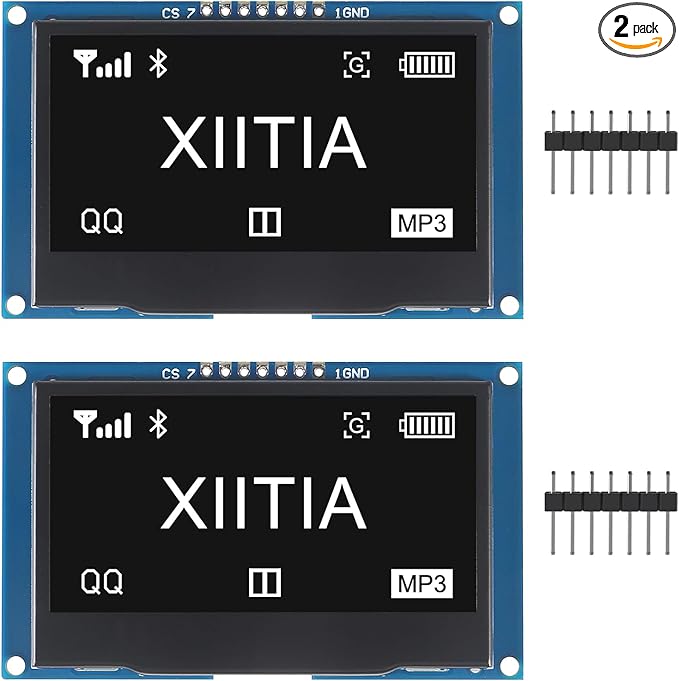 XIITIA 2pcs 2.42 inch 128x64 OLED LCD Display Module SSD1309 7 Pin SPI/IIC I2C by XIITIA