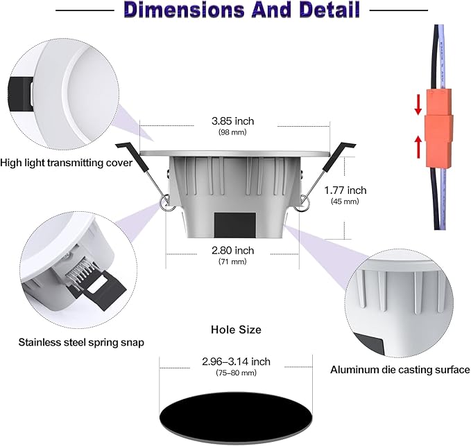 Vanance Smart Recessed Lighting 3 Inch, Tunable 2700K~6500K, RGB Color Changing - Image 2