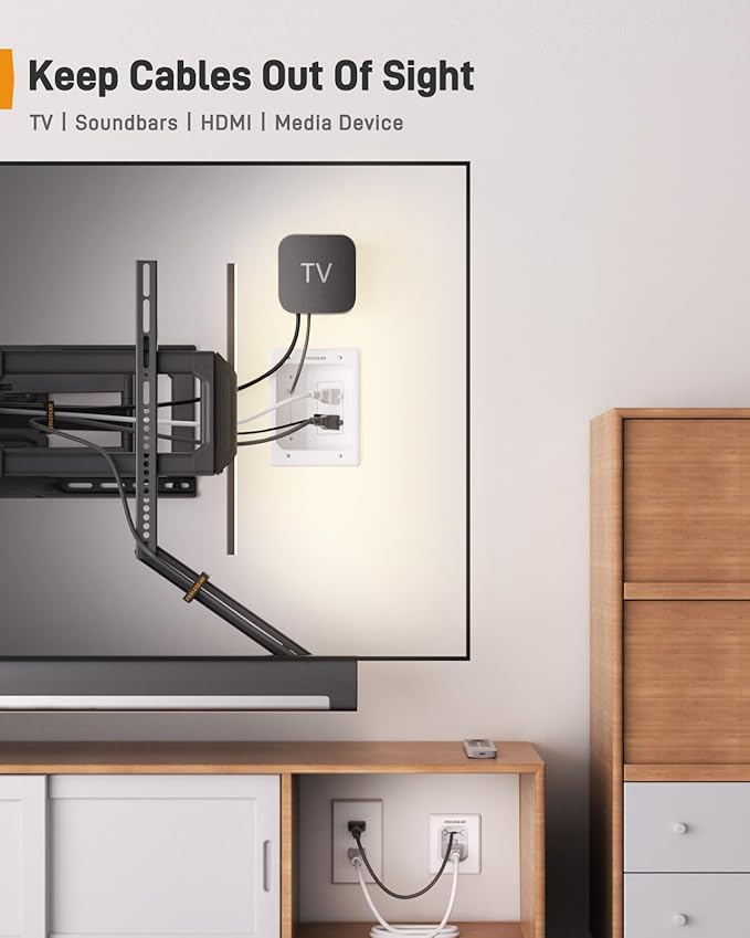 Perlegear TV in-Wall Cable Management Kit, USB and Typ C Ports Cord Hider - Image 3