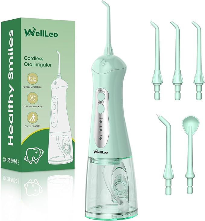 WellLeo Water Flosser for Teeth, Portable Oral Irrigator Rechargeable Water by Wellleo