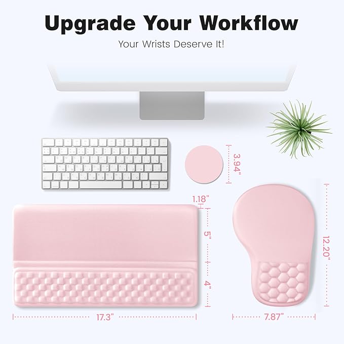 Ospelelf Ergonomic Mouse Pad and Keyboard Stand Wrist Rest Set, Memory Foam - Image 6