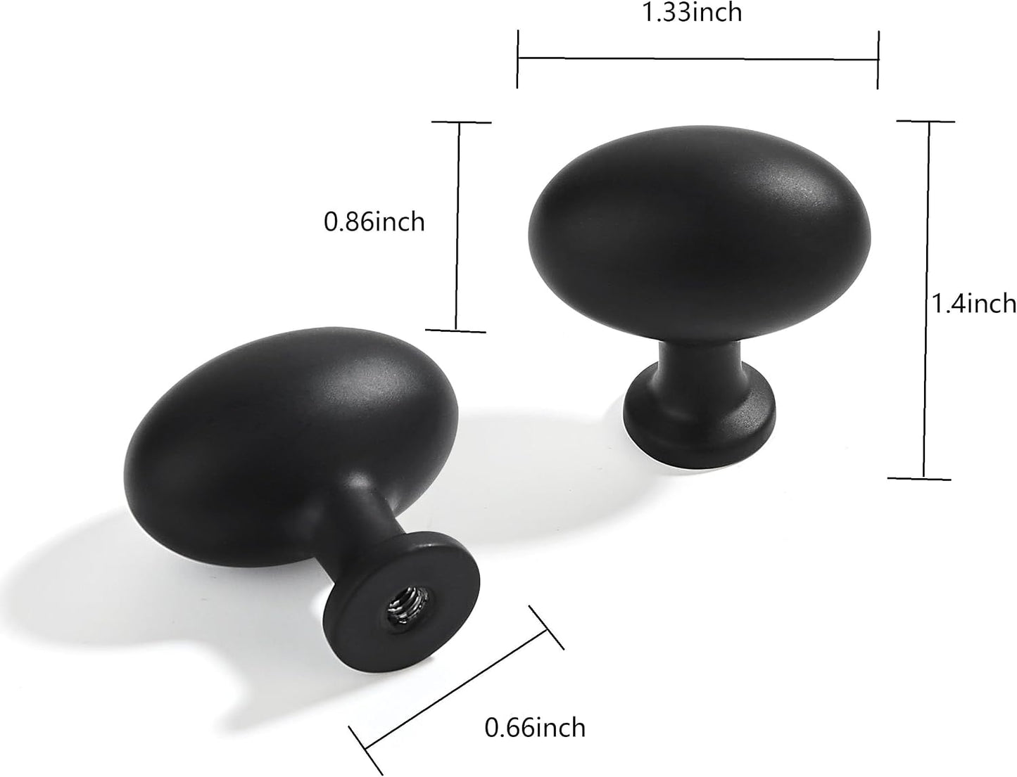 10 Pack Matte Black Oval Cabinet Knobs Dresser Knobs Solid Drawer Knobs Kitchen Cabinet Hardware Zinc Knobs for Dresser Drawers