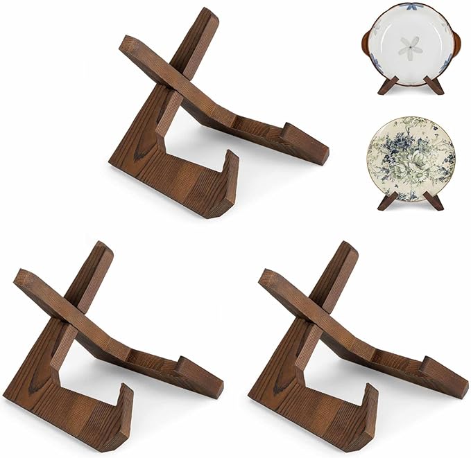 ANBOXIT Bowl Stands for Display, 6.5 Inch Plate Holder, Wooden Easel Frame by ANBOXIT